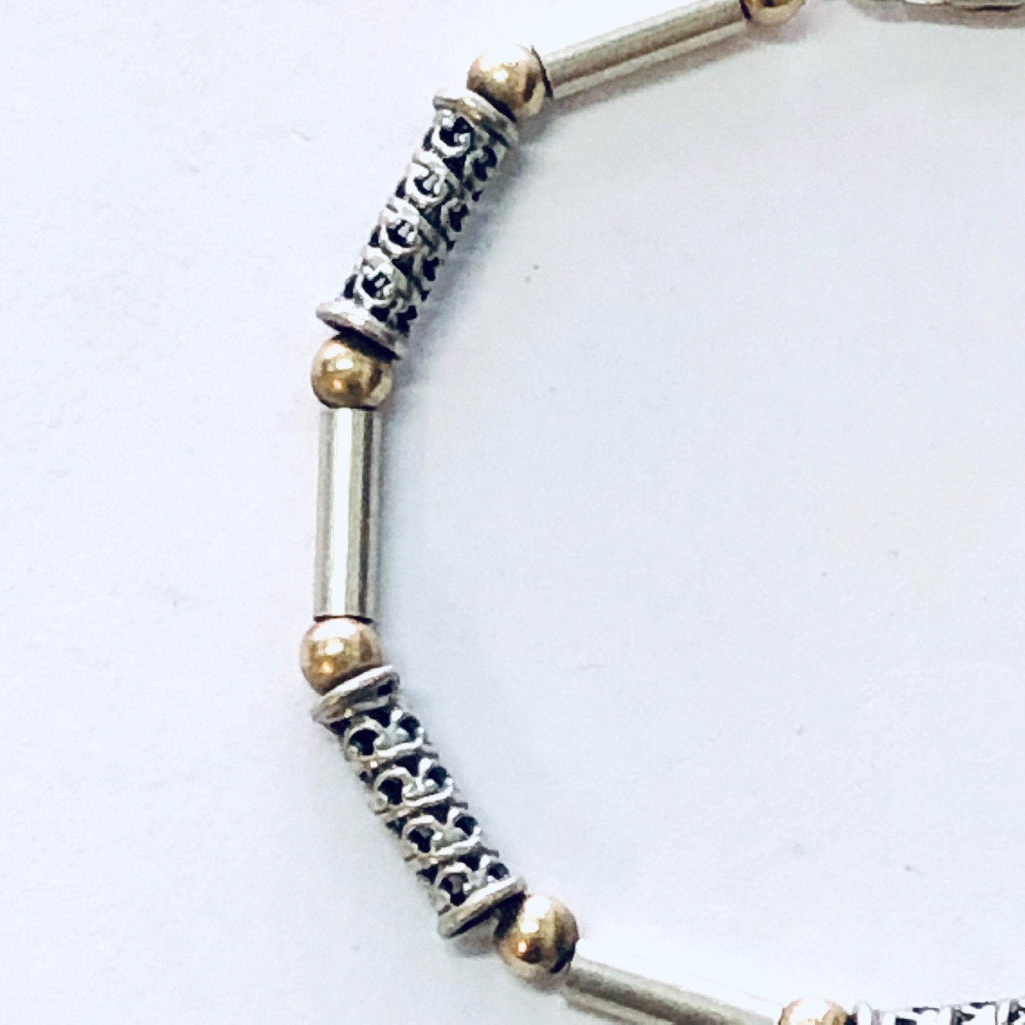 Vintage Bracelet, Silver Bracelet, Link Bracelet, Vintage Jewelry, Unique Bracelet, Gold Accents, Thin Bracelet, 925 Bracelet, Anniversary