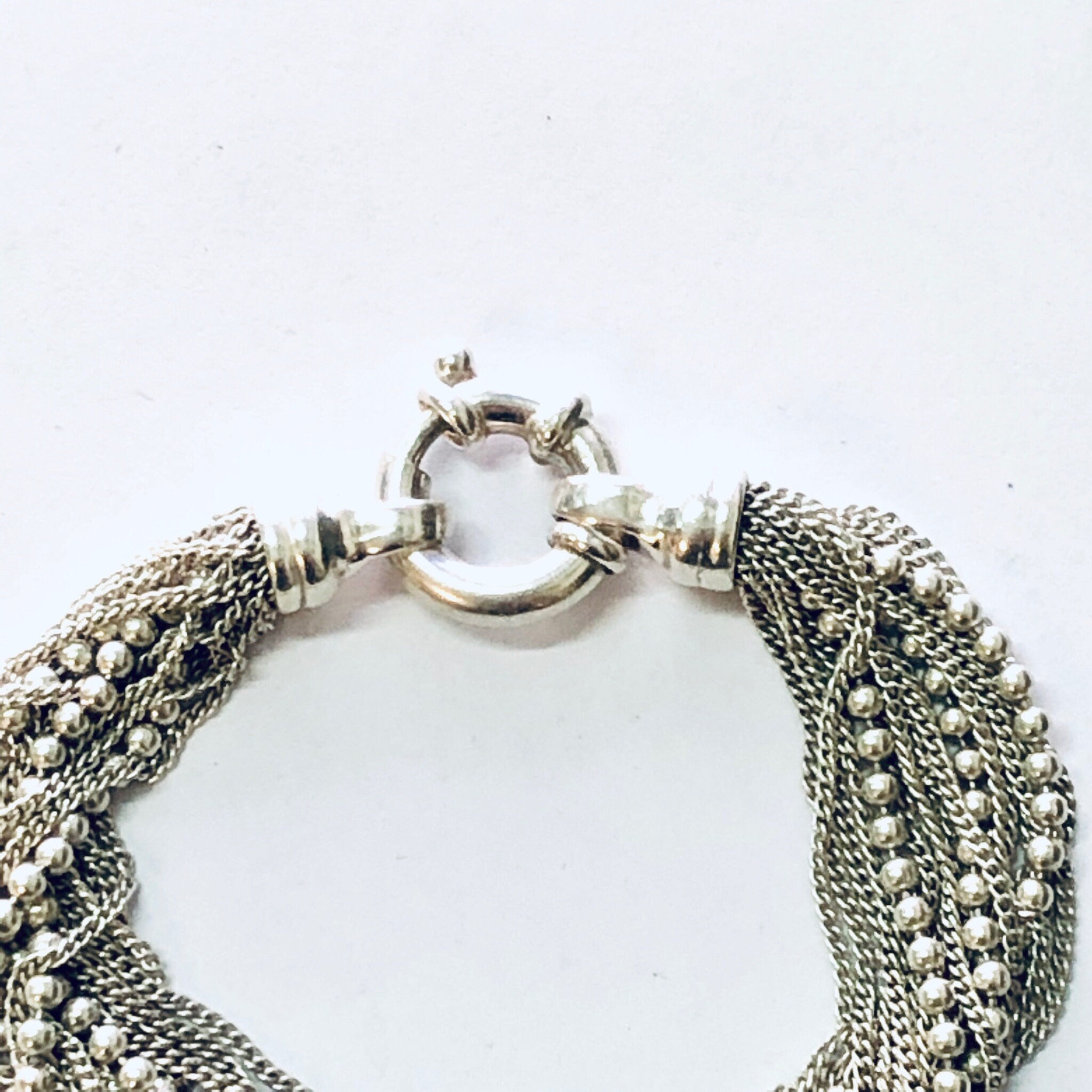 Vintage Bracelet, Silver Bracelet, Chain Bracelet, Multi Stranded Bracelet, Ball Chain Bracelet, Vintage jewelry, Unique Bracelet, 925