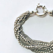 Vintage Bracelet, Silver Bracelet, Chain Bracelet, Multi Stranded Bracelet, Ball Chain Bracelet, Vintage jewelry, Unique Bracelet, 925