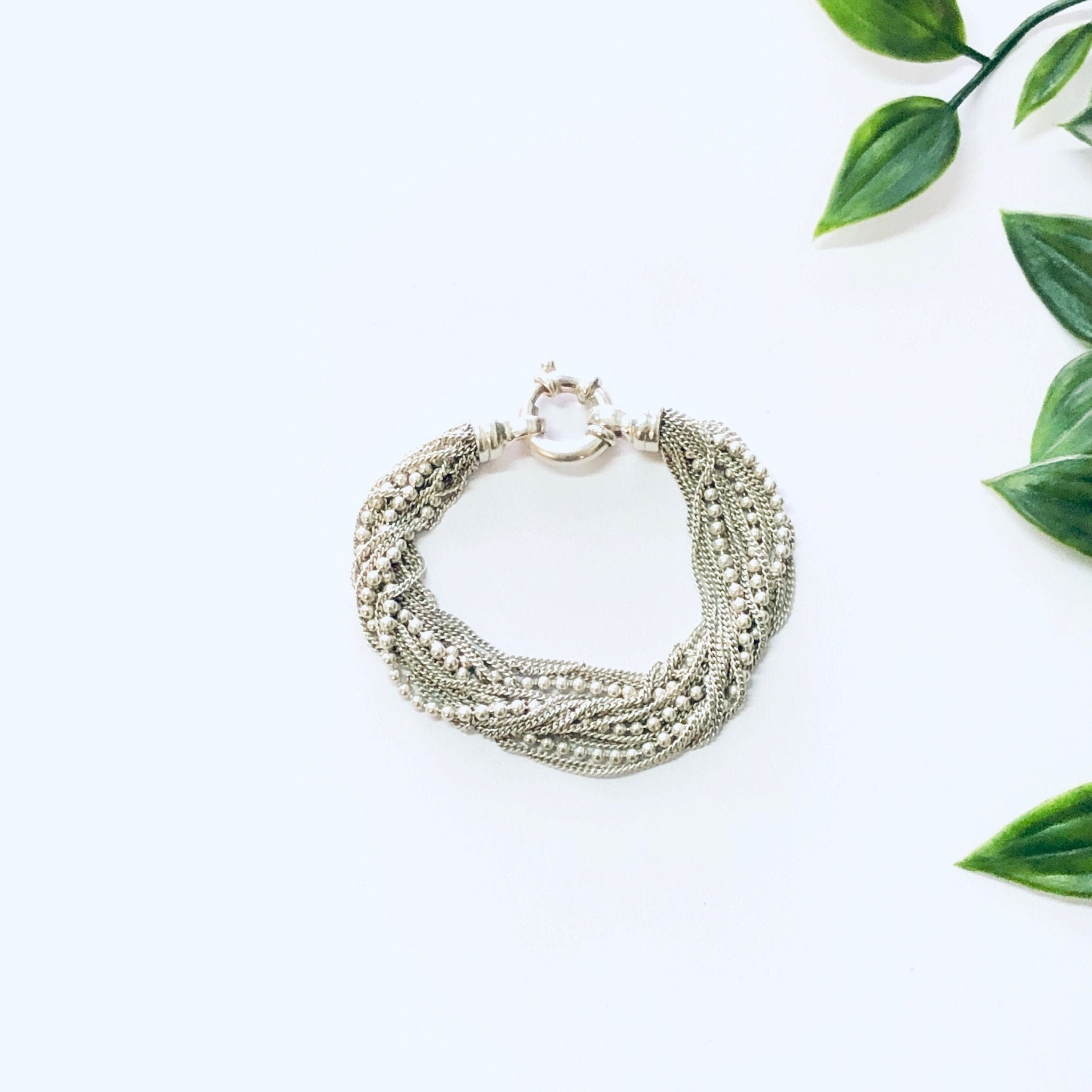 Vintage Bracelet, Silver Bracelet, Chain Bracelet, Multi Stranded Bracelet, Ball Chain Bracelet, Vintage jewelry, Unique Bracelet, 925