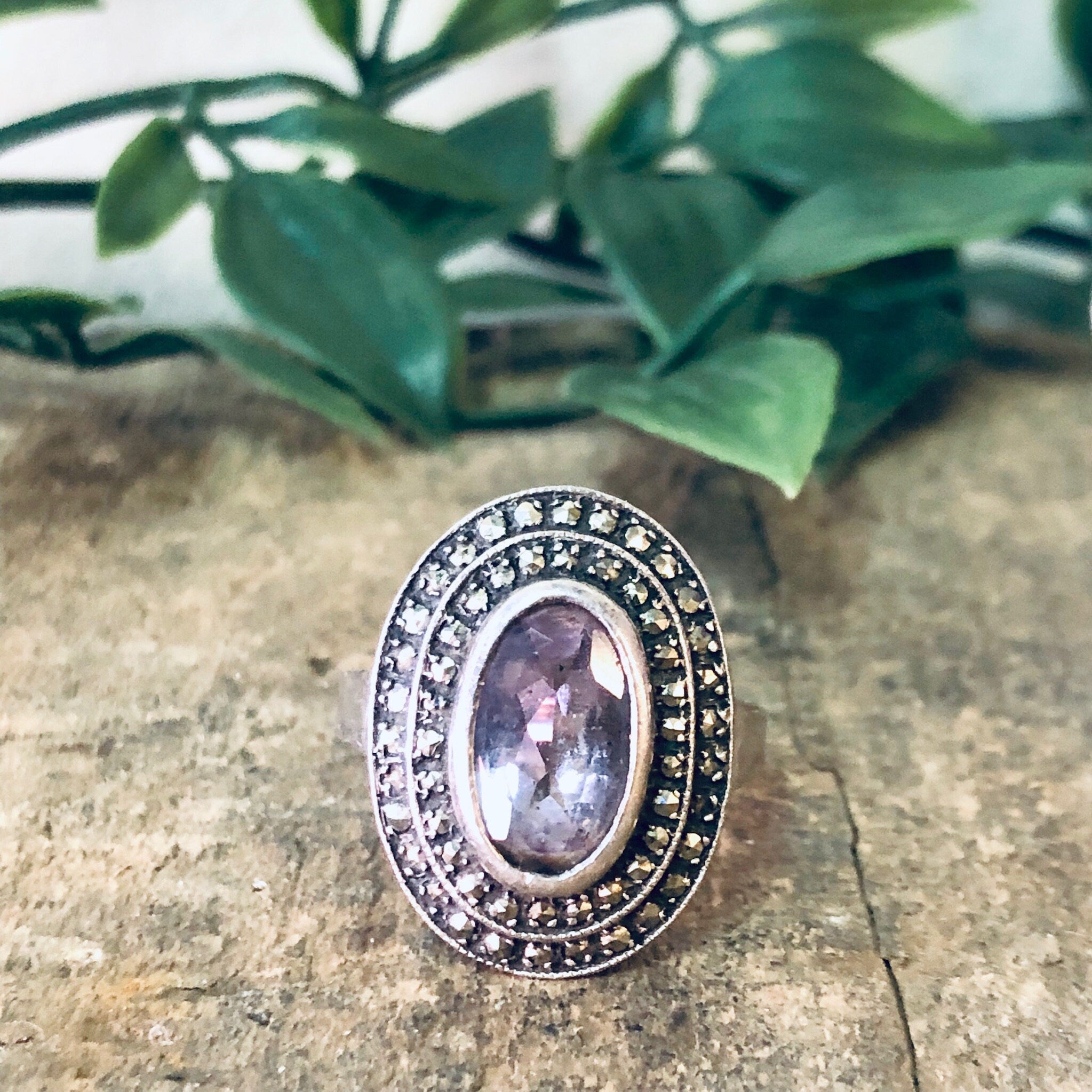 Vintage Ring, Silver Ring, Pink Jewelry, Purple Jewelry, Vintage Jewelry, Unique Ring, Statement Ring, Marcasite Jewelry, 925 Ring, Pink