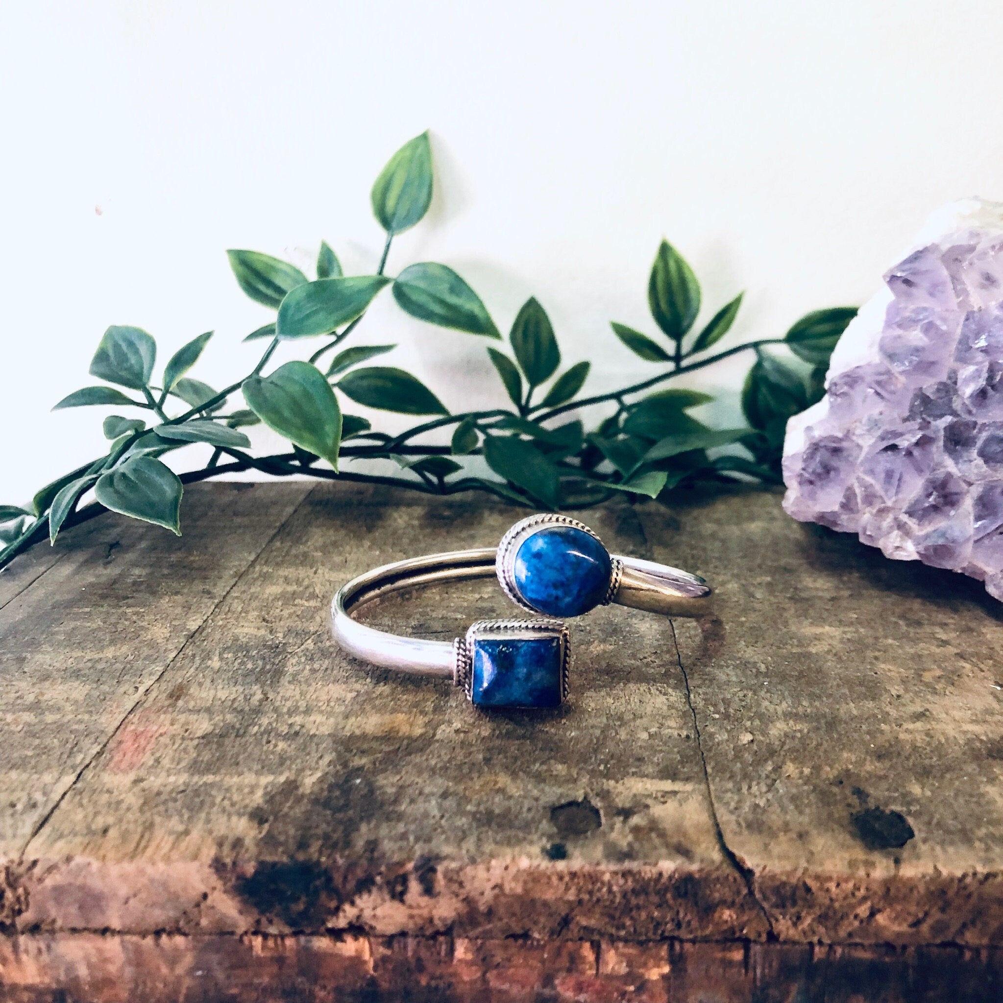 Vintage Bracelet, Bangle Bracelet, Silver bracelet, Blue Lapis Jewelry, Lapis Bangle, Silver Bangle, Blue and Silver, Spiral Cuff, 925 Blue