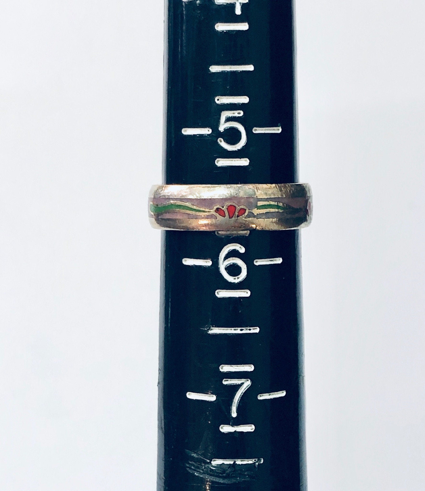 Vintage Ring, Cloissone Ring, Cloissone Jewelry, Thin Band Ring, Enamel Ring, Flower Design, Floral Ring, Vintage Jewelry, Copper Ring, Blue
