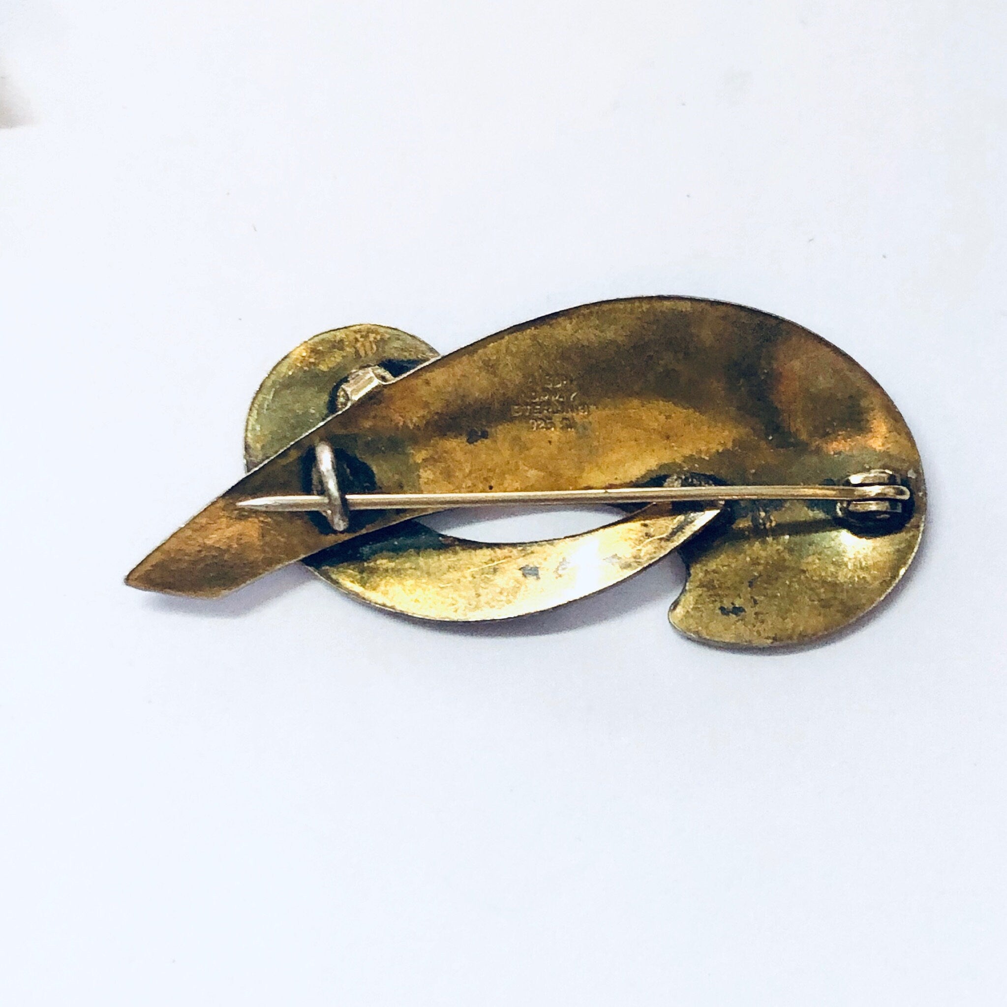 Vintage Brooch, Silver Brooch, A. SCH. Norway Pin, Blue Brooch, Vermeil Brooch, Blue Enamel, Cobalt Blue Pin, Vintage Jewelry, Designer Pin