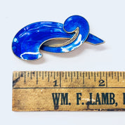 Vintage Brooch, Silver Brooch, A. SCH. Norway Pin, Blue Brooch, Vermeil Brooch, Blue Enamel, Cobalt Blue Pin, Vintage Jewelry, Designer Pin