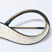 Vintage Brooch, Silver Brooch, White Leaf Brooch, White Enamel, Norway Jewelry, Vintage Jewelry, Leaf Pin, Vintage Pin, Vermeil Brooch, 925