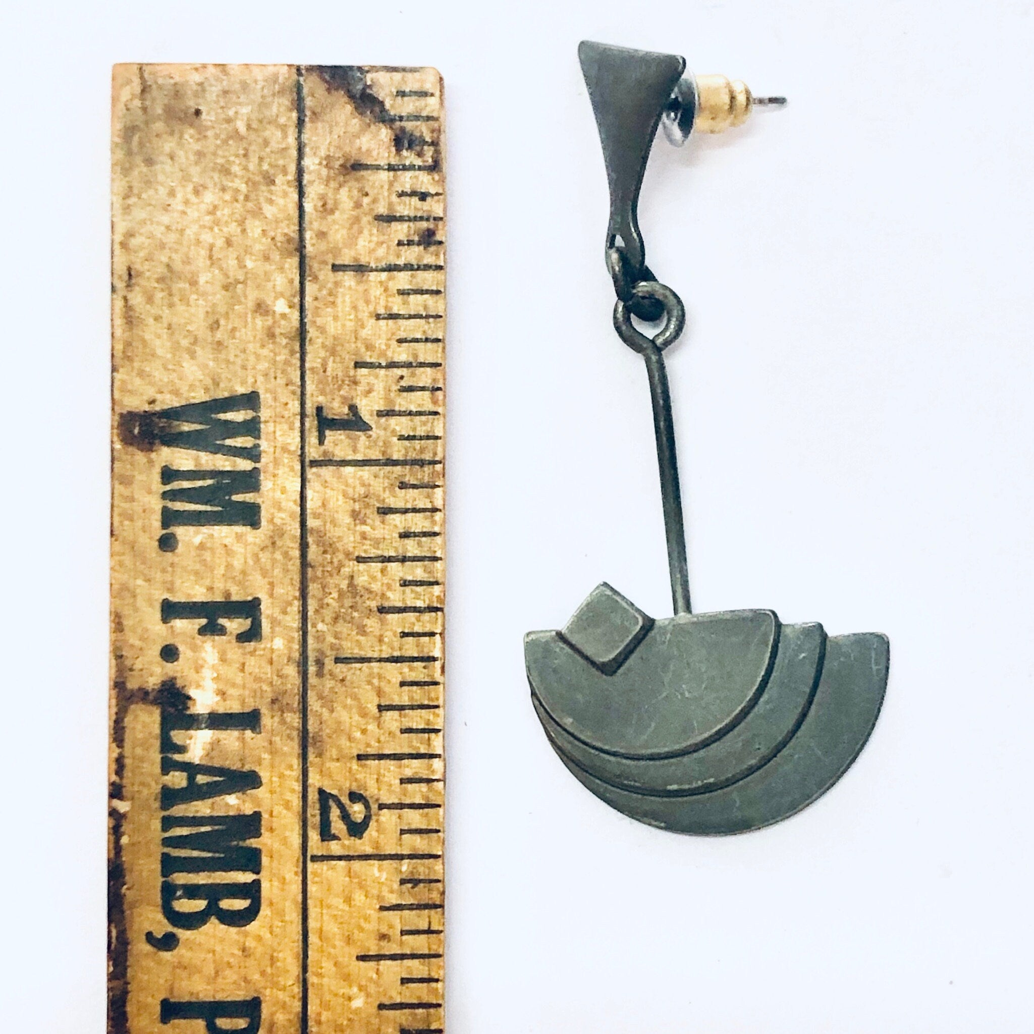 Vintage Earrings, Unique Jewelry, Silver Tone Earrings, Pierced Ears, Dangle Earrings, Statement Jewelry, Vintage Jewelry, Geometric Earring