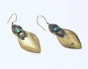 Vintage Earrings, Brass Earrings, Malachite Earrings, Malachite, Vintage Jewelry, Gold and Green, Brass Jewelry, Unique Earrings, Pierced