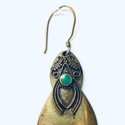 Vintage Earrings, Brass Earrings, Malachite Earrings, Malachite, Vintage Jewelry, Gold and Green, Brass Jewelry, Unique Earrings, Pierced