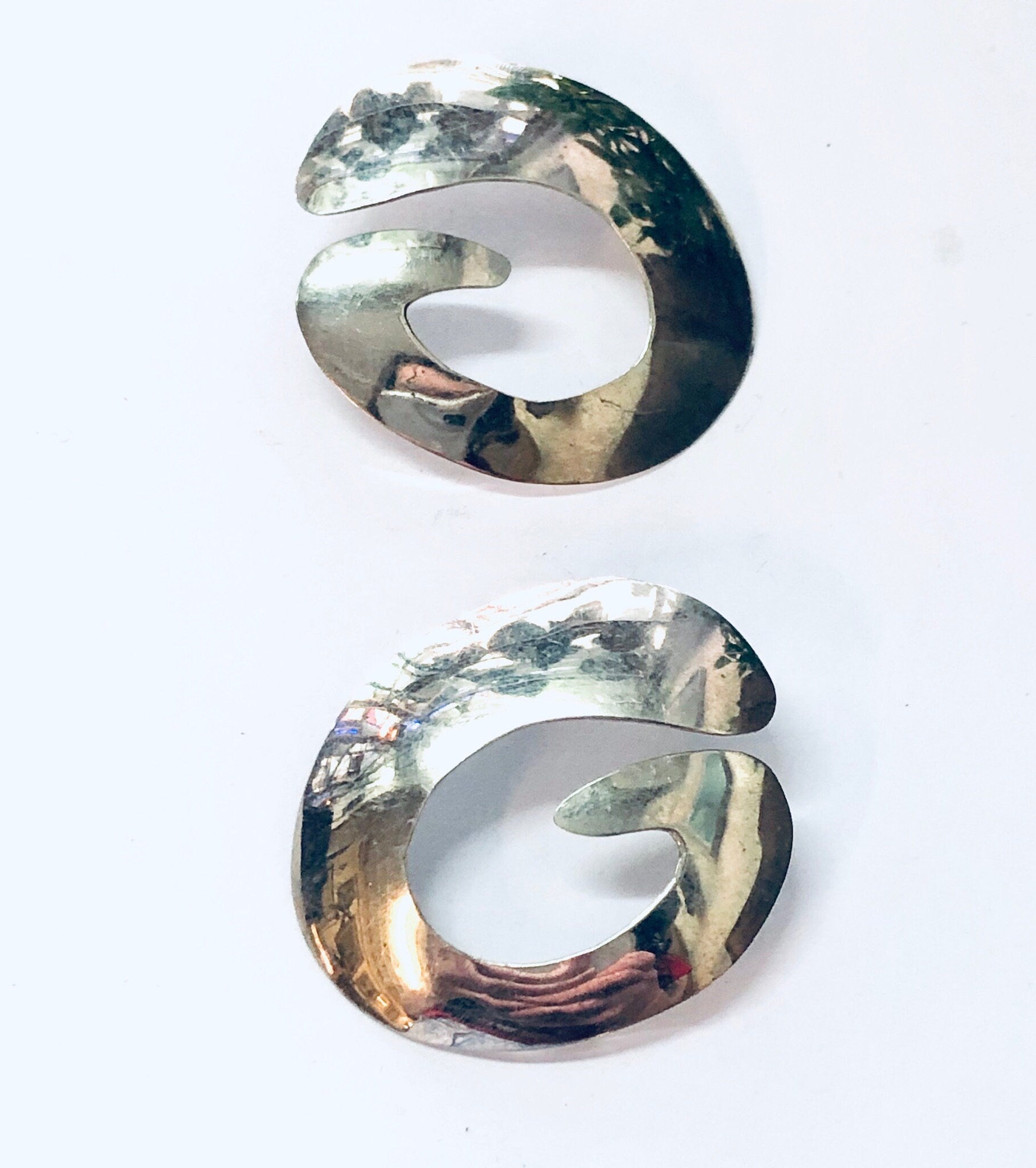 Vintage Earrings, Silver Earrings, Unique Jewelry, Geometric Earrings, Pierced Ears, Vintage Jewelry, Statement Jewelry, Large Earrings, 925