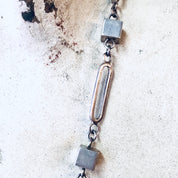Vintage Necklace, Silver Necklace, Long Necklace, Long Chain, Vintage Jewelry, Geometric Jewelry, Unique Necklace, Square Shapes, 925 Chain