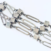 Vintage Necklace, Silver Necklace, Long Necklace, Long Chain, Vintage Jewelry, Geometric Jewelry, Unique Necklace, Square Shapes, 925 Chain