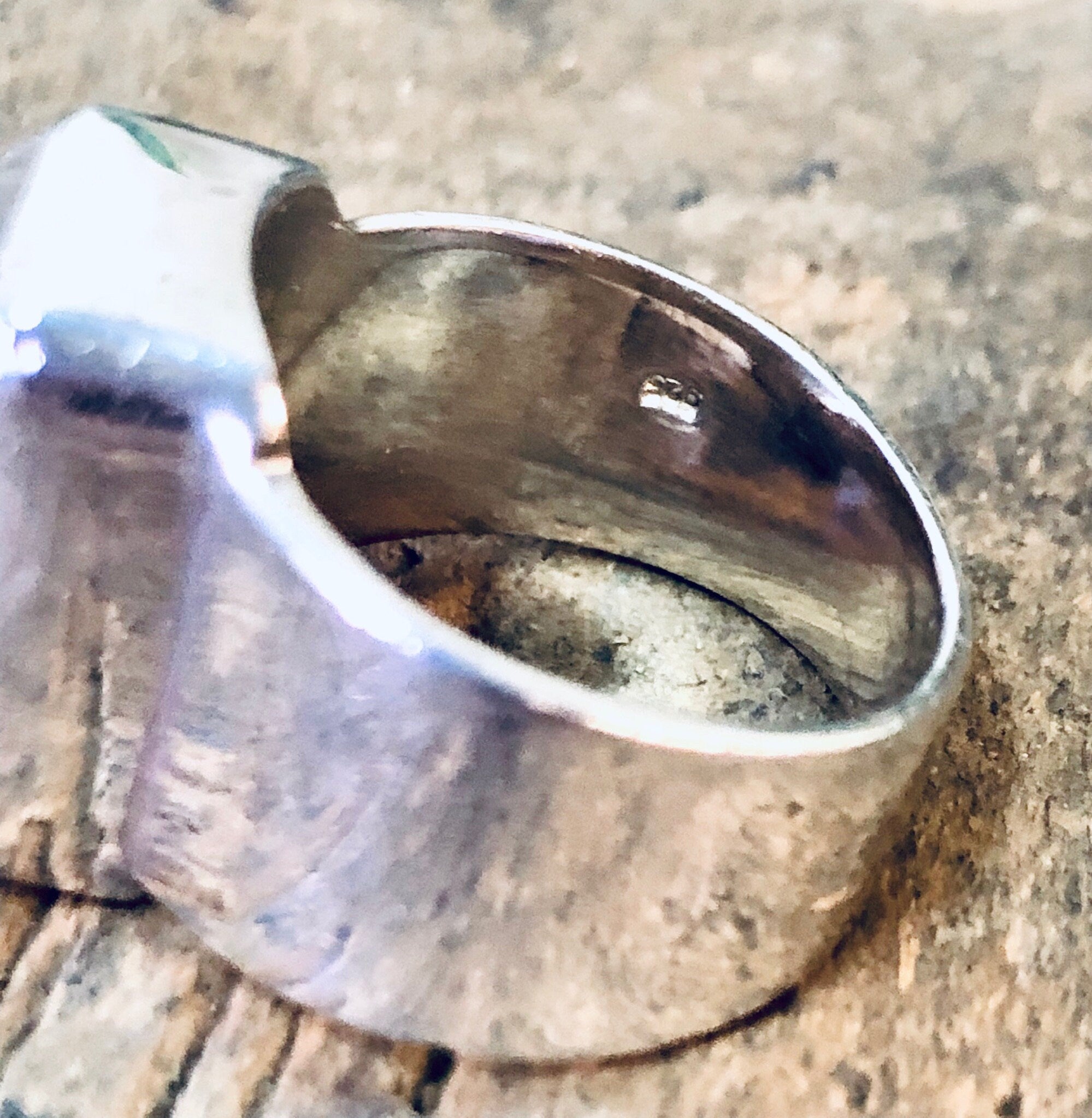 Vintage Ring, Silver Ring, Thick Band, Vintage Jewelry, Clear Gemstone, Quartz Ring, Polished Quartz, Unique Jewelry, Rectangle Stone, 925