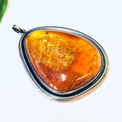 Vintage Pendant, Amber Pendant, Orange Amber, Vintage Jewelry, Silver Pendant, Vintage Necklace, Large Amber, Large Pendant, Statement Piece