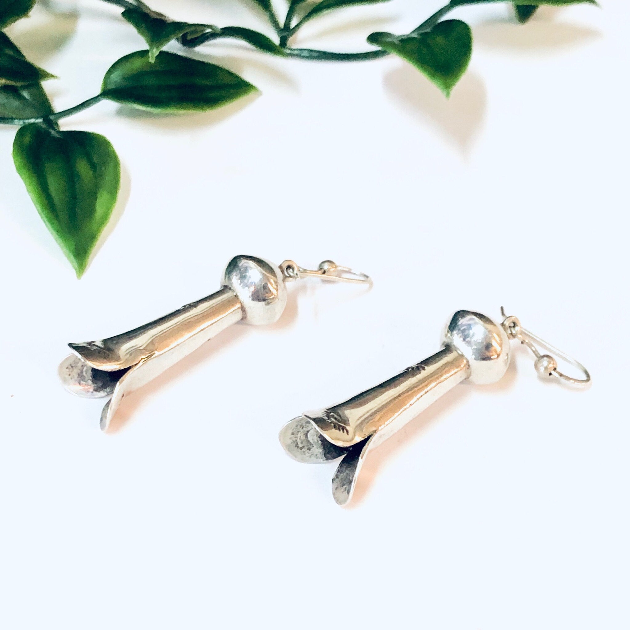 Vintage Earrings, Silver Earrings, Squash Blossom Earrings, Unique Jewelry, Vintage Jewelry, Dangle Earrings, Pierced Ears, 925 Earrings,