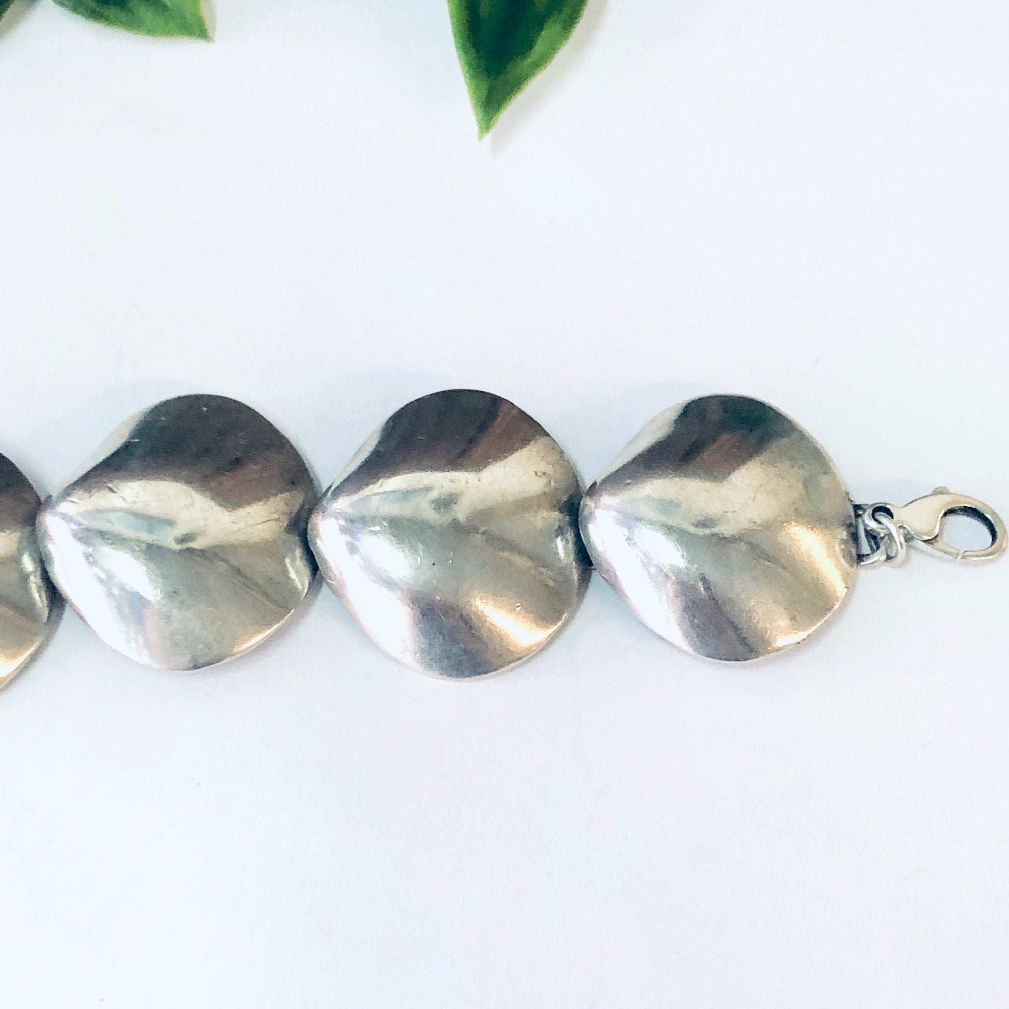 Vintage Bracelet, Link Bracelet, Silver Bracelet, Shell Design Bracelet, Small Bracelet, Vintage Jewelry, Unique Style, Unique Design, 925