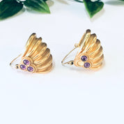 Vintage Earrings, Gold Toned Earrings, Beaded Earrings, Purple Earrings, Red Earrings, Pierced Ears, Vintage Jewelry, Dangle Earrings,