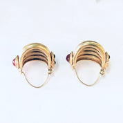 Vintage Earrings, Gold Toned Earrings, Beaded Earrings, Purple Earrings, Red Earrings, Pierced Ears, Vintage Jewelry, Dangle Earrings,