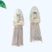 Vintage Earrings, Clip On Earrings, Fringe Earrings, Fringe Jewelry, Unique Jewelry, Silver Earrings, Made in Italy, Unique Design, 925