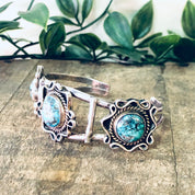 Vintage Bracelet, Silver Bracelet, Cuff Bracelet, Southwestern Style, Boho Jewelry, Bohemian Bracelet, Turquoise Cuff, Blue Stones, 925 Cuff