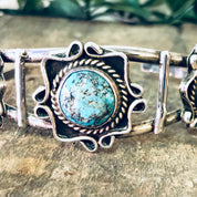 Vintage Bracelet, Silver Bracelet, Cuff Bracelet, Southwestern Style, Boho Jewelry, Bohemian Bracelet, Turquoise Cuff, Blue Stones, 925 Cuff