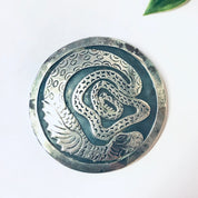 Vintage Pendant, Silver Pendant, Snake Jewelry, Dragon Jewelry, Large Pendant, Vintage Necklace, Unique Jewelry, Round Pendant, 925 Pendant