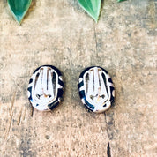 Vintage Earrings, Silver Earrings, black and Silver, Swirl Design, Pierced Ears, Vintage Jewelry, Unique Jewelry, Swirl Earrings, 925 Studs