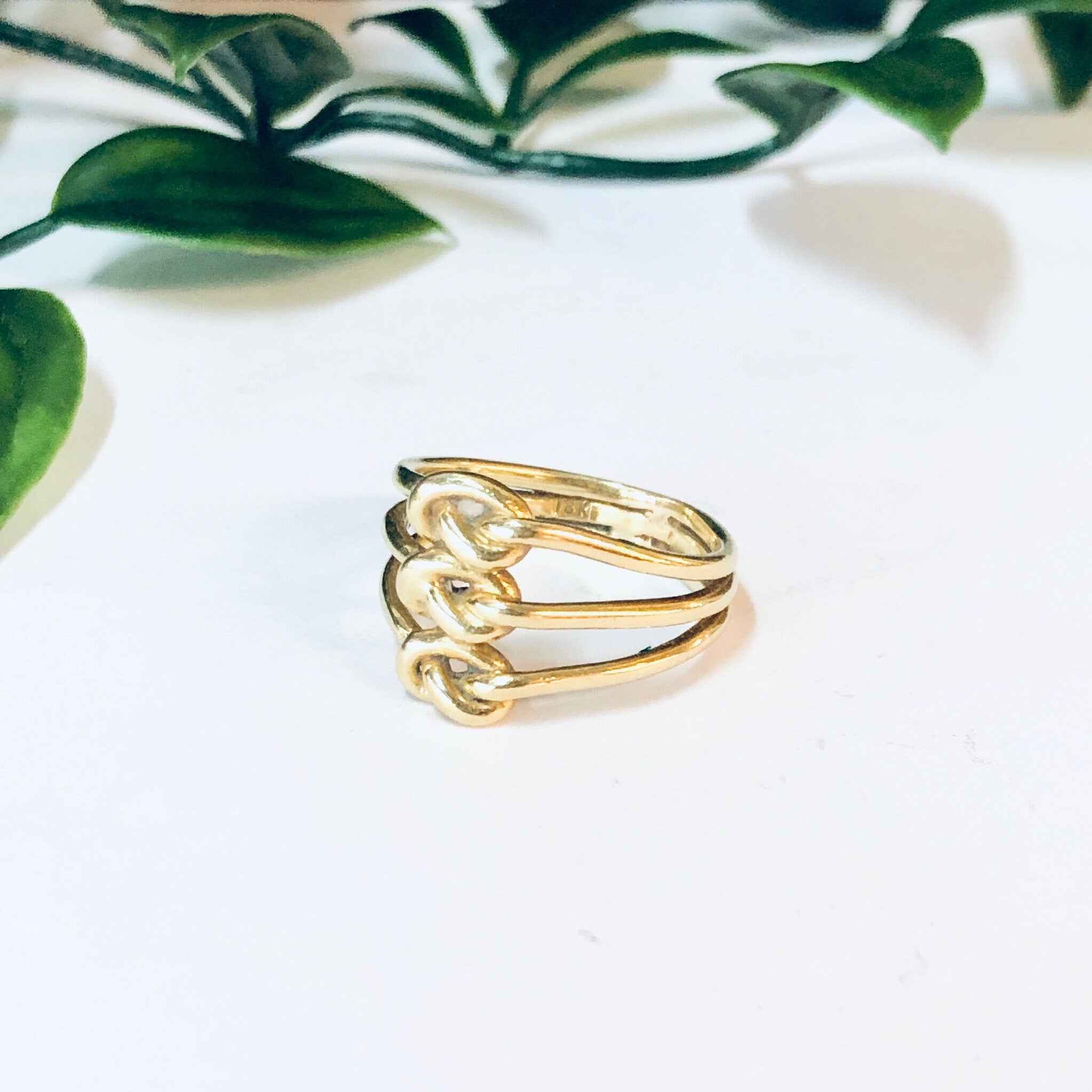 Vintage Ring, Gold Ring, 18K Gold, 18K Yellow Gold, Yellow Gold Ring, Knot Ring, Three Band Ring, Vintage Jewelry, Unique Jewelry, 18K Gold