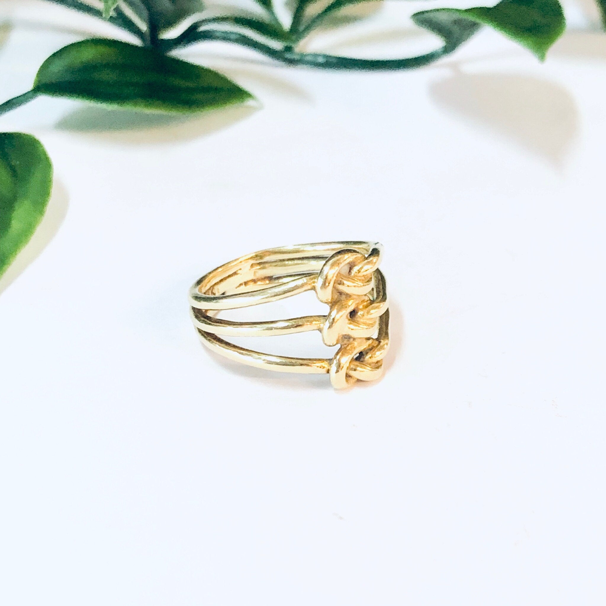 Vintage Ring, Gold Ring, 18K Gold, 18K Yellow Gold, Yellow Gold Ring, Knot Ring, Three Band Ring, Vintage Jewelry, Unique Jewelry, 18K Gold
