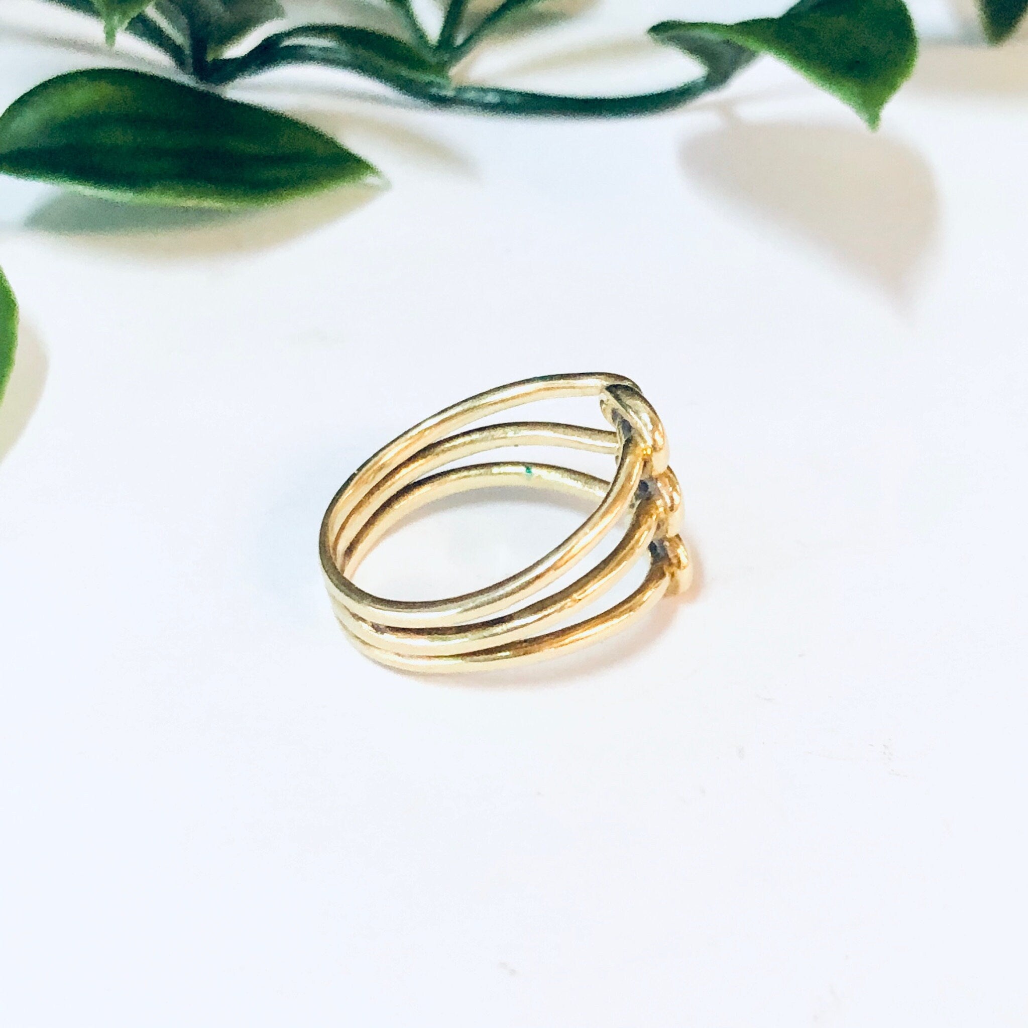 Vintage Ring, Gold Ring, 18K Gold, 18K Yellow Gold, Yellow Gold Ring, Knot Ring, Three Band Ring, Vintage Jewelry, Unique Jewelry, 18K Gold