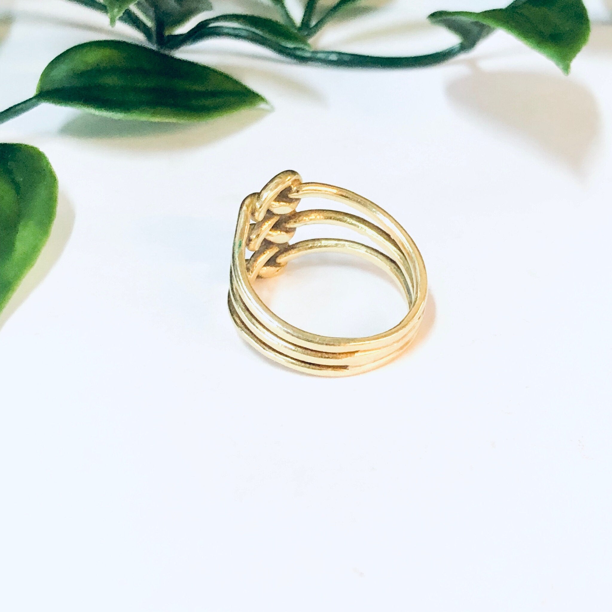 Vintage Ring, Gold Ring, 18K Gold, 18K Yellow Gold, Yellow Gold Ring, Knot Ring, Three Band Ring, Vintage Jewelry, Unique Jewelry, 18K Gold