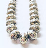 Vintage Necklace, Silver Necklace, Beaded Necklace, Silver Beads, Stamped Beads, Southwestern Style, Vintage Jewelry, Statement Necklace