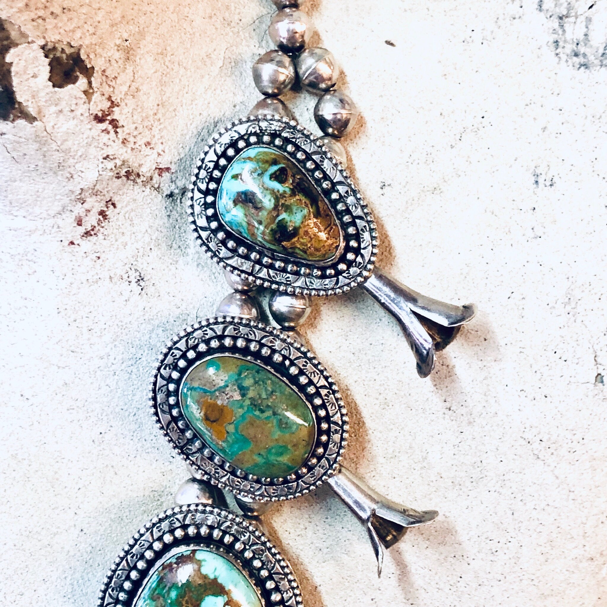 RESERVED FOR LEE ! Squash Blossom Necklace, Vintage Necklace, Royston Turquoise, Silver Necklace, Squash Blossom, Large Necklace,