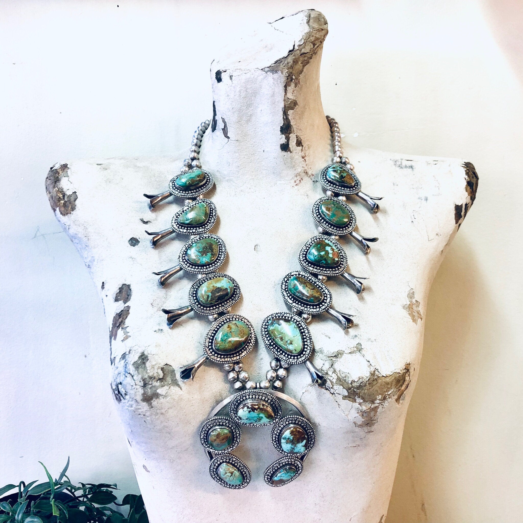 RESERVED FOR LEE ! Squash Blossom Necklace, Vintage Necklace, Royston Turquoise, Silver Necklace, Squash Blossom, Large Necklace,