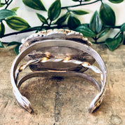 Vintage Bracelet, Cuff Bracelet, Turquoise Bracelet, Large Turquoise, 14K Gold Bracelet, Silver Bracelet, Silver and Gold, Vintage Jewelry,