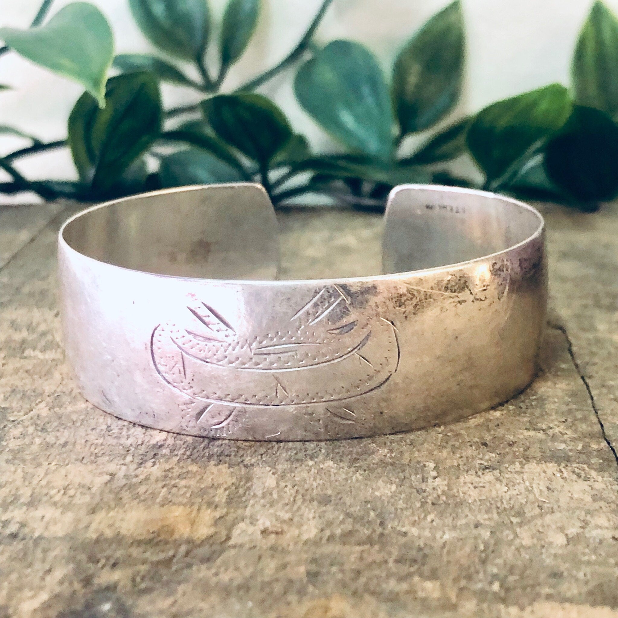 Vintage Bracelet, Silver Cuff, Vintage Cuff, Etched Bracelet, Unique Jewelry, Simple Cuff, Cuff Bracelet, Small Cuff, Vintage Jewelry, 925