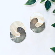 Vintage Earrings, Silver Earrings, Mother of Pearl, Dangle Earrings, Unique Jewelry, Retro Earrings, Pierced Ears, Statement Jewelry, 925