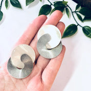 Vintage Earrings, Silver Earrings, Mother of Pearl, Dangle Earrings, Unique Jewelry, Retro Earrings, Pierced Ears, Statement Jewelry, 925