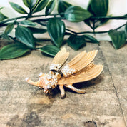 Vintage Brooch, Hattie Carnegie Trembler Brooch, Trembler Bee Pin, Gold Toned Brooch, Bee Jewelry, Rhinestone Brooch, Vintage Jewelry, Gold