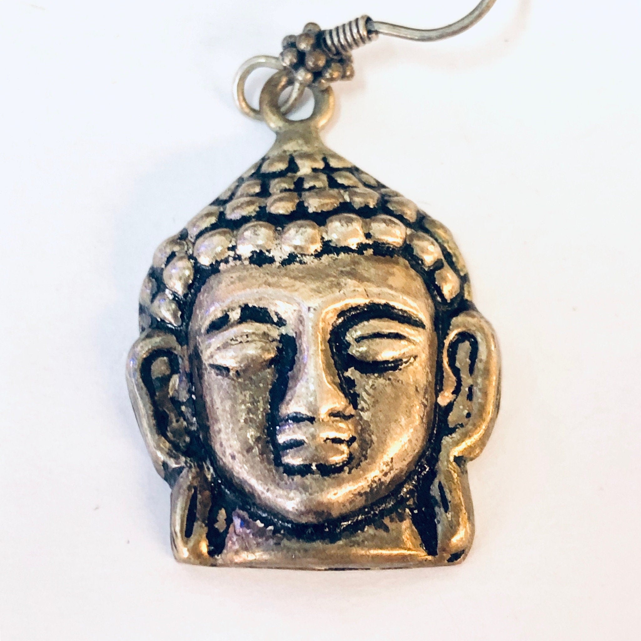 Vintage Earrings, Dangle Earrings, Statement Jewelry, Vintage Jewelry, Head Earrings, Goddess Jewelry, Face Earrings, Pierced Ears, Buddha