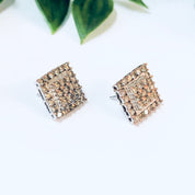 Vintage Earrings, Diamond Earrings, Diamond Cluster Earrings, 10K Gold Earrings, Gold Jewelry, Art Deco style, Diamond Jewelry, Square Studs