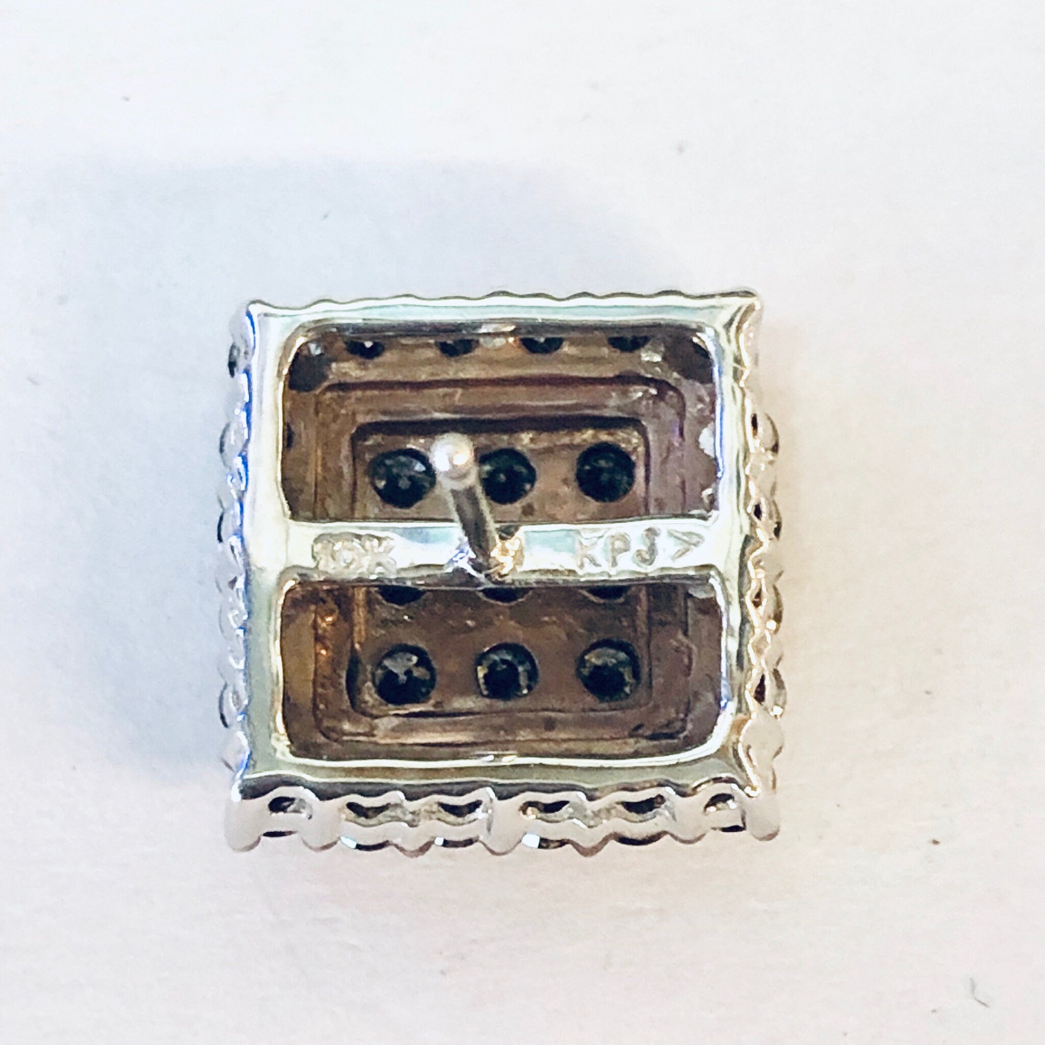 Vintage Earrings, Diamond Earrings, Diamond Cluster Earrings, 10K Gold Earrings, Gold Jewelry, Art Deco style, Diamond Jewelry, Square Studs