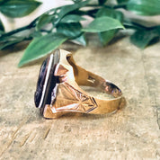 Vintage Gold Ring, 10K Gold Ring, Large Ring, Mens Jewelry, Cameo Ring, Cameo Jewelry, Vintage Jewelry, Diamond Ring, Brown Cameo, Gold