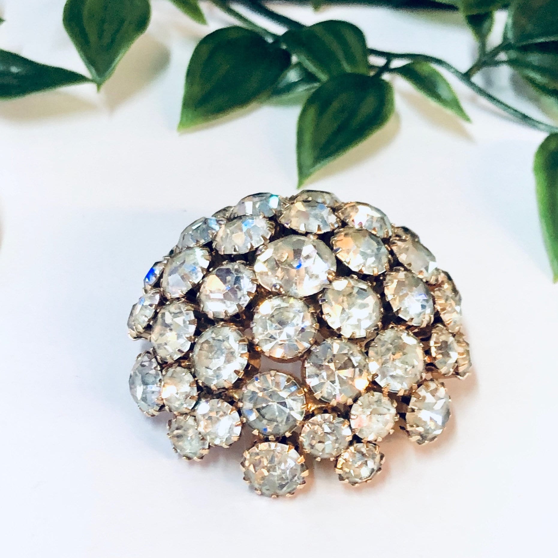 Vintage Brooch, Rhinestone Brooch, Dome Pin, Vintage Pin, Rhinestone Pin, Vintage Jewelry, Unique Jewelry, Round Brooch, Statement Jewelry