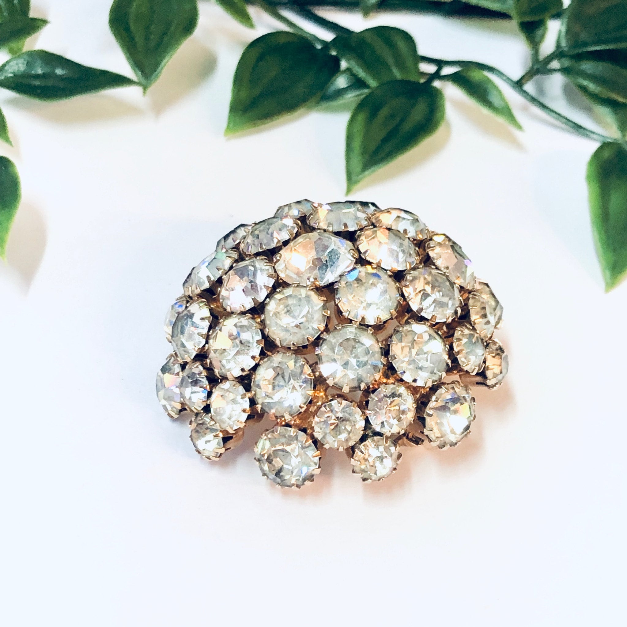 Vintage Brooch, Rhinestone Brooch, Dome Pin, Vintage Pin, Rhinestone Pin, Vintage Jewelry, Unique Jewelry, Round Brooch, Statement Jewelry