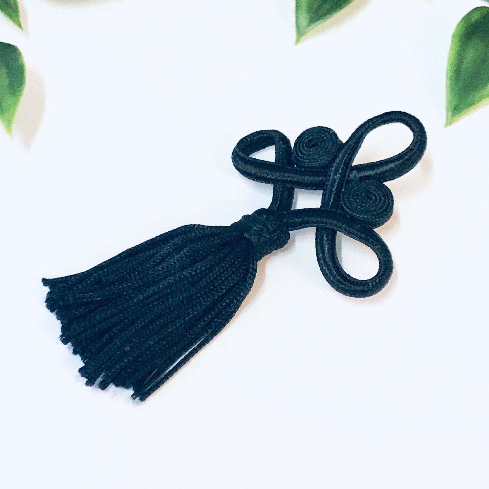 Vintage Brooch, Tassel Brooch, Tassel Jewelry, Black Tassel, Vintage Pin, Black Brooch, Dangle Brooch, Unique Jewelry, Knotted Pin, Black
