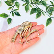 Vintage Brooch, Gold Toned Brooch, Bird Brooch, Bird Pin, Bird Jewelry, Vintage Jewelry, Vintage Pin, Crane Brooch, Unique Jewelry, Gemstone