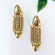 Vintage Earrings, Dangle Earrings, Gold Toned Jewelry, Costume Jewelry, Statement Earrings, Pierced Ears, Chain Link Earrings, Gold Jewelry