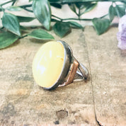 Vintage Ring, Silver Tone Ring, Yellow Stone, Yellow and Silver, Statement jewelry, Cocktail Ring, Unique Jewelry, Large Ring, Costume Ring