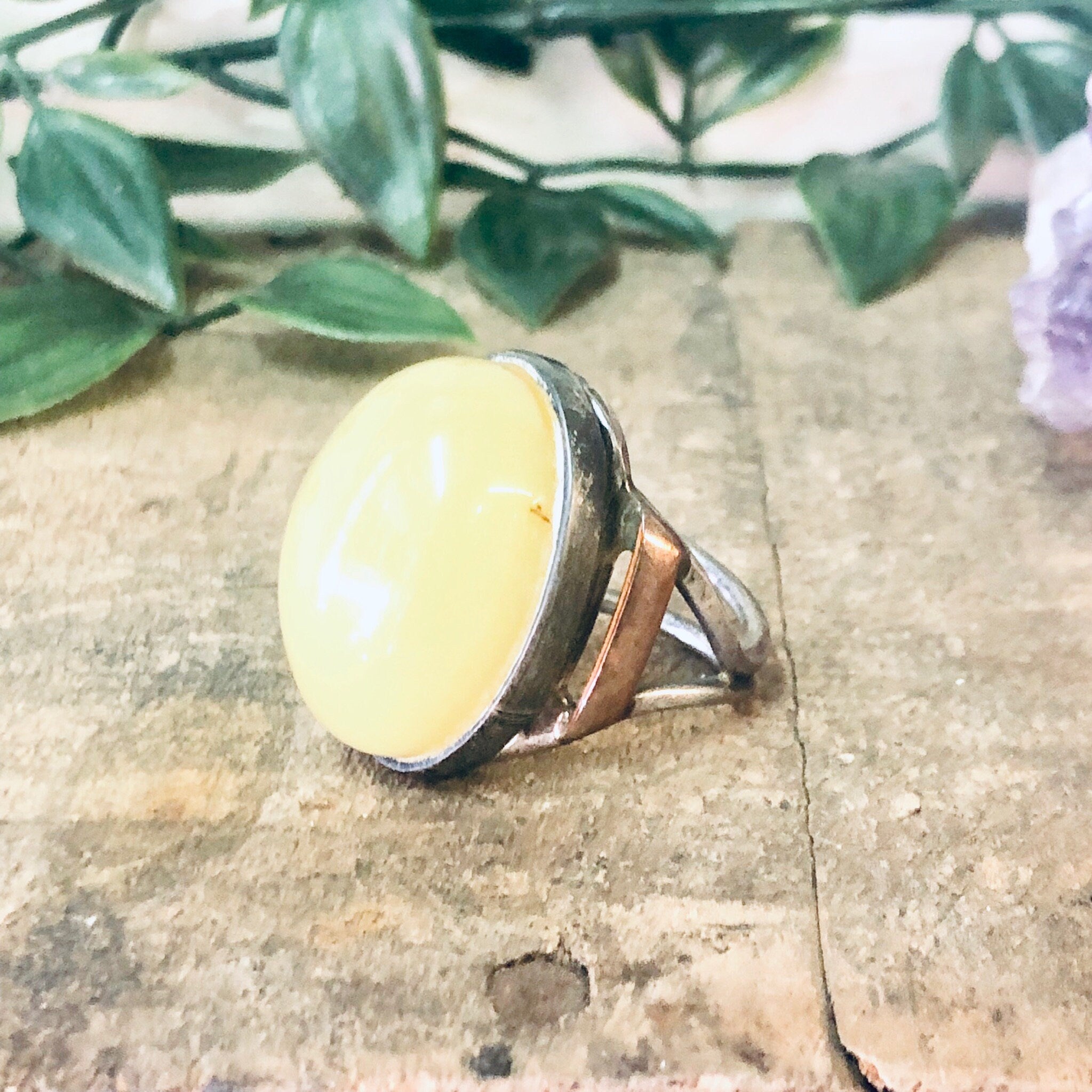 Vintage Ring, Silver Tone Ring, Yellow Stone, Yellow and Silver, Statement jewelry, Cocktail Ring, Unique Jewelry, Large Ring, Costume Ring